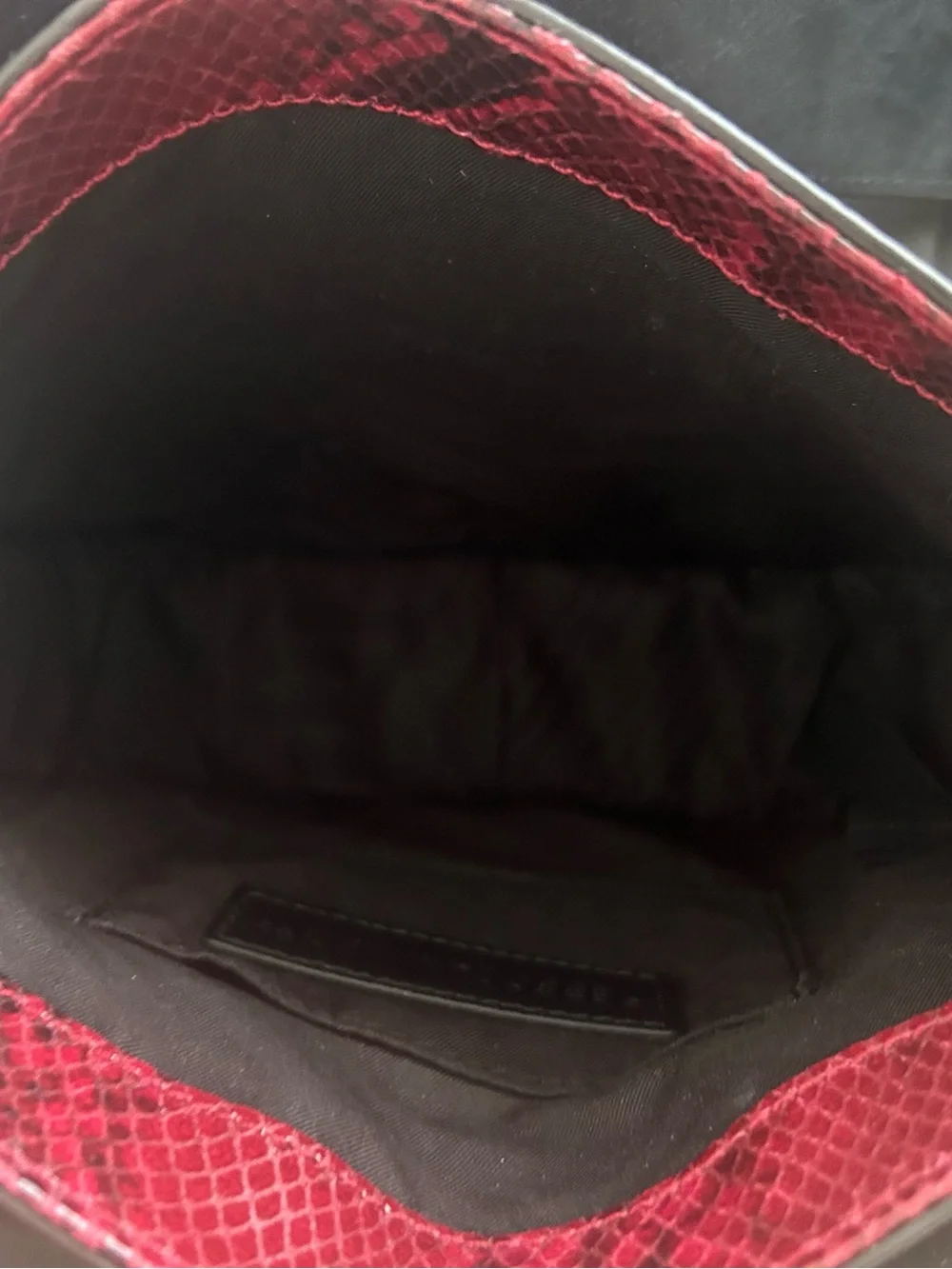 Rebecca Minkoff Red Python Embossed Leather Saddle Crossbody Snake Print Bag